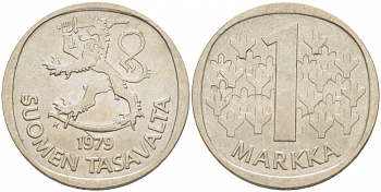 ФИНЛЯНДИЯ 1 МАРКА 1979 K KM 49а медно-никель UNC 3718-857