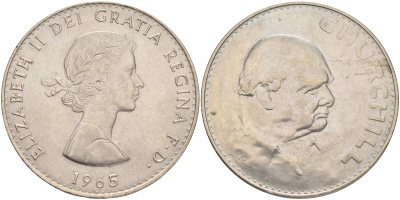 Великобритания 1 крона (5 шиллингов) 1965 Уинстон Черчилль, Елизавета II (1952-2022) KM 910, Spink 4144 медно-никель UNC 4552-823