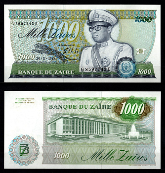 Заир 1000 заиров 1985 Pick 31 бумага UNC (пресс) 8602-7-3-1
