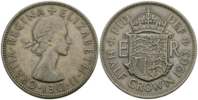 Великобритания 1/2 кроны 1963 Елизавета II (1952-2022) KM 907, Spink 4145 медно-никель 4125-612