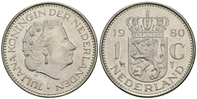 Нидерланды 1 гульден 1980 Юлиана (1948-1980) KM 184a никель 4579-555