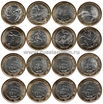 Бразилия набор из 8 монет по 1 реалу 2015 XXXI Олимпийские игры 2016 года в Рио-де-Жанейро биметалл UNC N3-05