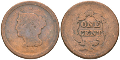 США 1 цент 1851 KM 67 медь 110-411