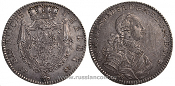 Бранденбург-Ансбах 1 талер 1757 Карл Александр (маркграф Бранденбург-Ансбаха) Dav. 1989 серебро 00-814-52