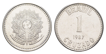 Бразилия 1 крузадо 1987 KM 605 нержавеющая сталь UNC 4642-1243