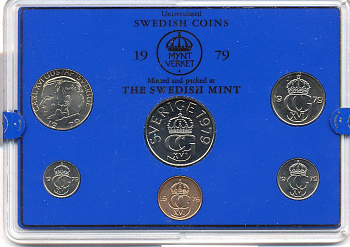 Швеция набор монетного двора из 6 монет 1979 в пластике Карл XVI Густав (1973- ) KM MS11 UNC 4-3-6-109