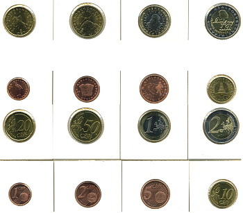 СЛОВЕНИЯ ЕВРОНАБОР ИЗ 8 МОНЕТ 2010 В ХОЛДЕРАХ KM NEW UNC 78-31