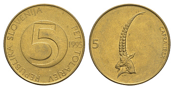 Словения 5 толаров 1995  KM 6 латунь  UNC  4660-142