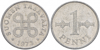 ФИНЛЯНДИЯ 1 ПЕННИ 1973 КМ 44a алюминий 3309-262