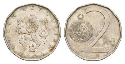 Чехия 2 кроны 2004 KM 9 сталь плакированная никелем 4381-959