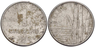 Бразилия 1 крузейро 1979 сахарный тростник KM 590 нержавеющая сталь 41-1014