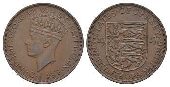 Джерси 1/12 шиллинга 1947 KM 18 бронза 4542-332