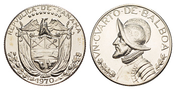 Панама 1/4 бальбоа (25 сентесимо) 1970 тираж 9.528 экземпляров KM 11.2a медь плакированная медно-никелем PROOF 1522-312