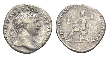 Римская Империя денарий 109 Траян, IMP TRAIANO AVG GER DAC P M TR P, бюст императора/COS V P P S P Q R OPTIMO PRINC, Рома с Викторией и скипетром, Рим RIC 116 серебро 1073-1-54