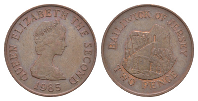 Джерси 2 пенса 1985 Елизавета II (1952-2022), Сент-Хелиер KM 55 бронза    4660-217