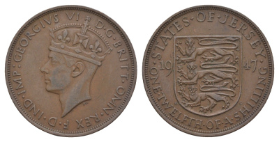 Джерси 1/12 шиллинга 1947 KM 18 бронза 4542-332