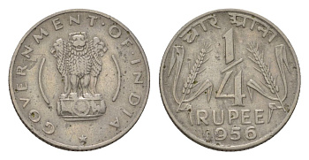 Индия 1/4 рупии 1956 KM 5.3 никель 4625-854