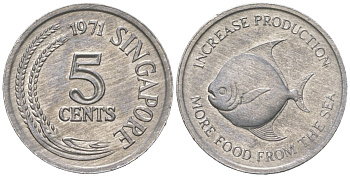 Сингапур 5 центов 1971 ФАО - Продовольственная программа KM 8 алюминий 4181-1159