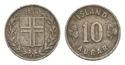 Исландия 10 эйре 1958 KM 10 медно-никель 4632-933