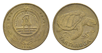 Кабо-Верде 1 эскудо 1994 Черепаха KM 27 сталь плакированная латунью 4643-632