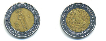 Мексика 1 песо 1998 KM 603 биметалл 176-1237