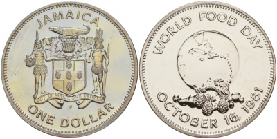 Ямайка 1 доллар 1981 16 октября 1981, всемирный день продовольствия FAO KM 91 медно-никель UNC M25-16
