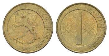 Финляндия 1 марка 1994 M KM 76 алюминиевя бронза 4383-162
