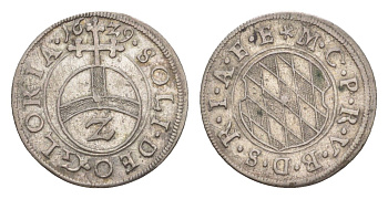 Бавария 2 крейцера 1629 Максимилиан I (1597-1651) KM 128 серебро 413-132