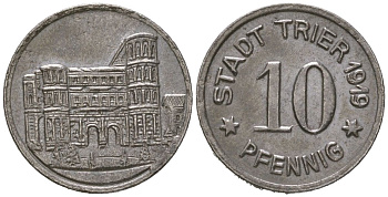 Трир 10 пфеннигов 1919 Funck 549.6, Men18 31517.6 железо 112-426