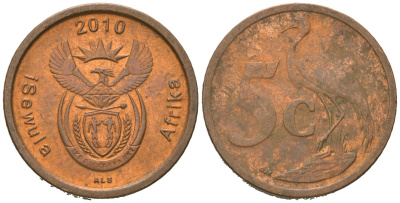 ЮАР 5 центов 2010 KM 493 сталь плакированная медью 4621-418