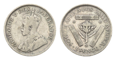 ЮАР 3 пенса 1928 Георг V (1910-1936) KM 15.1 серебро 4564-534