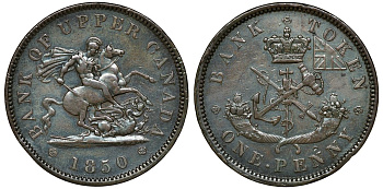 Канада 1 пенни 1850 Провинция Верхняя Канада KM Th3 медь 4044-933