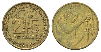 Западная Африка (BCEAO) 25 франков 1980 Центральный банк государств Западной Африки KM 9 алюминиевая бронза 4642-255