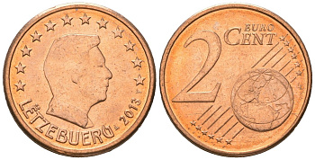 Люксембург 2 евроцента 2013 KM 76 сталь плакированная медью UNC 4618-817