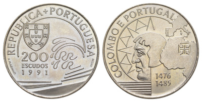 Португалия 200 эскудо 1991 Христофор Колумб в Португалии KM 658 медно-никель UNC 1101-5-31