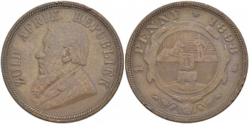 Южно-Африканская Республика, Трансвааль 1 пенни 1898 Пауль Крюгер KM 2 медь 180-946