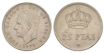 Испания 25 песет 1975 (78) M, Хуан Карлос I (1975-2014) KM 808 медно-никель 4616-617