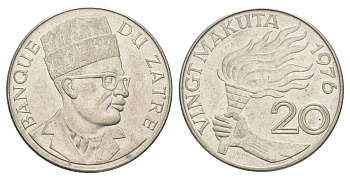 Заир 20 макут 1976 KM 8 медно-никель UNC 4653-431