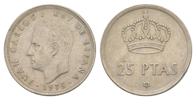Испания 25 песет 1975 (78) M, Хуан Карлос I (1975-2014) KM 808 медно-никель 4616-617
