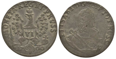 Россия для Прусии 6 грошей 1760 цена по каталогу Петрова 4 рубля Биткин 716, Old. 454 a серебро 00-820-50