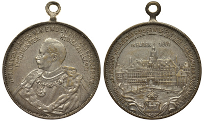 Эмден медаль 1901 на посещение Вильгельма II, 33 мм, 15,4 гр      1072-9-22