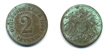 ГЕРМАНИЯ 2 ПФЕННИГА 1906 A KM 16, J. 11 медь 54-337