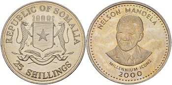 Сомали 25 шиллингов 2000 иконы тысячелетия - Нельсон Мандела KM 72 медно-никель UNC 4125-824