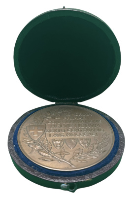 Швейцария медаль 1891 600 лет Швейцарской Конфедерации, эротика, в оригинальной коробке, 68 мм бронза 6-5-1-30