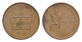 Норвегия 50 эре 1996 Харальд V (1991-) KM 460 бронза 4702-542