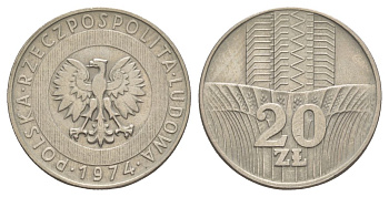 Польша 20 злотых 1974 Y 67 медно-никель 4633-136