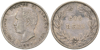 Португалия 200 реалов 1887 Луиш I (1861-1889) KM 512 серебро 4171-1121