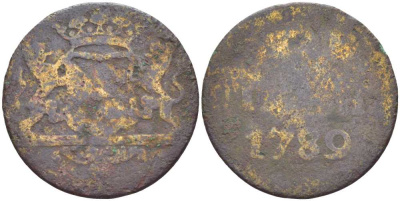 УТРЕХТ, НИДЕРЛАНДЫ 1 ДУИТ 1789 KM 91 медь 175-727