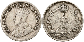 Канада 5 центов 1920 Георг V (1910-1936) KM 22a серебро 46-1032