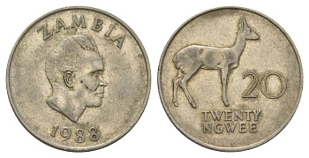 Замбия 20 нгве 1988 KM 13 медно-никель 4626-715